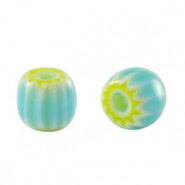 Millefiori kraal 6x7mm - Turquoise